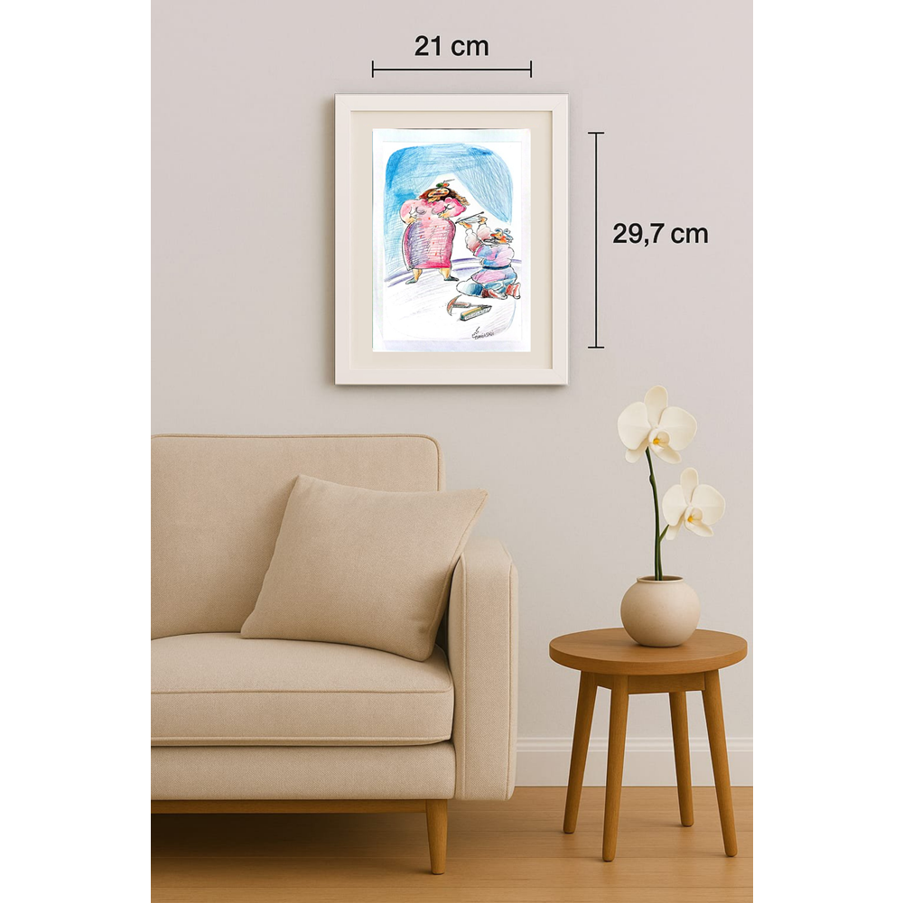 Andre Pijet 29x21cm Orijinal Karikatür BOD01864