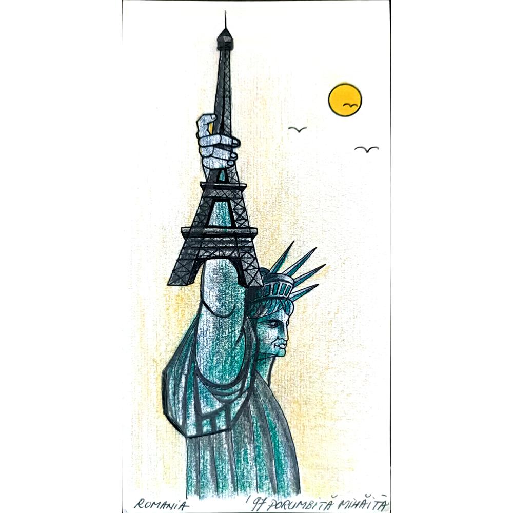 Porumbita Mihaita 21x11cm Orijinal Karikatür BOD01872