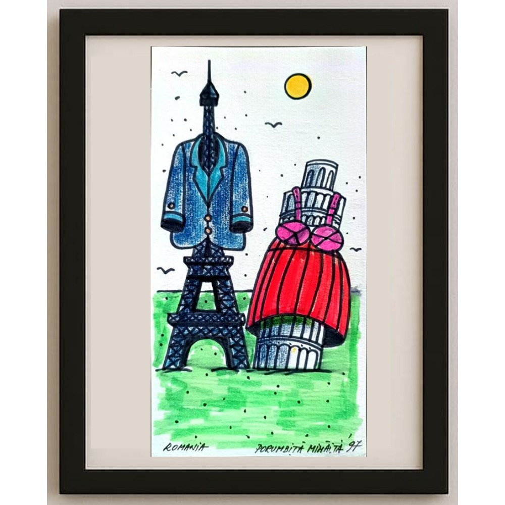 Porumbita Mihaita 21x11cm Orijinal Karikatür BOD01873