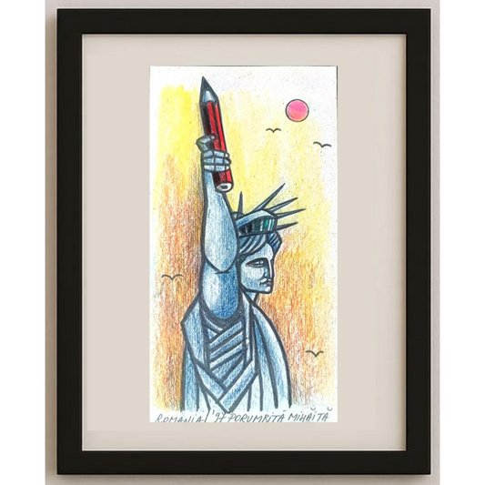 Porumbita Mihaita 21x11cm Orijinal Karikatür BOD01874