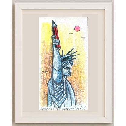 Porumbita Mihaita 21x11cm Orijinal Karikatür BOD01874