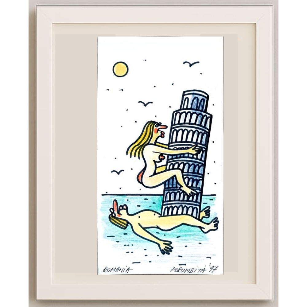 Porumbita Mihaita 21x11cm Orijinal Karikatür BOD01875