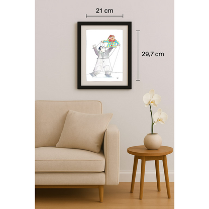 Mario Magnetti 29x21cm Orijinal Karikatür BOD01877