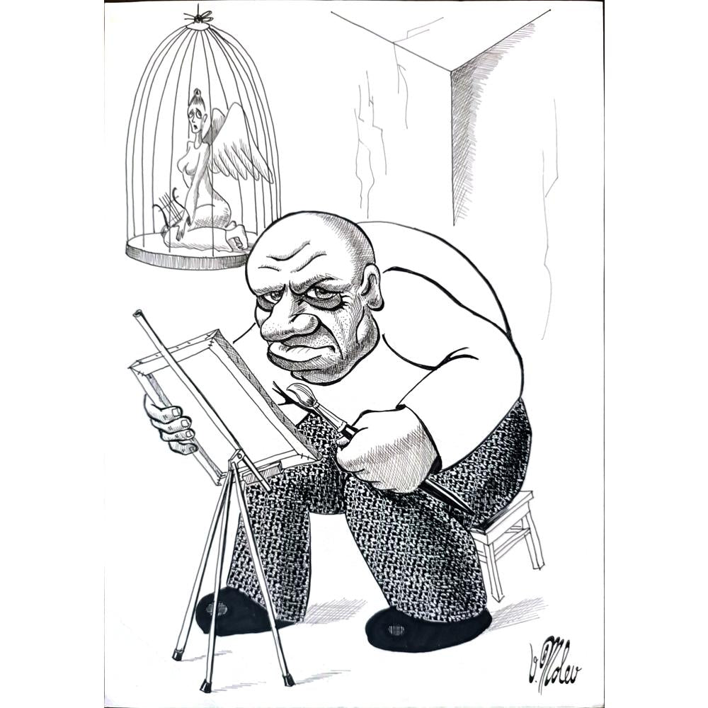 Victor Molev 29x21cm Orijinal Karikatür BOD01906