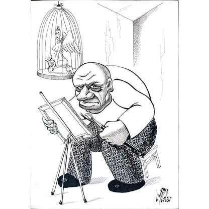 Victor Molev 29x21cm Orijinal Karikatür BOD01906