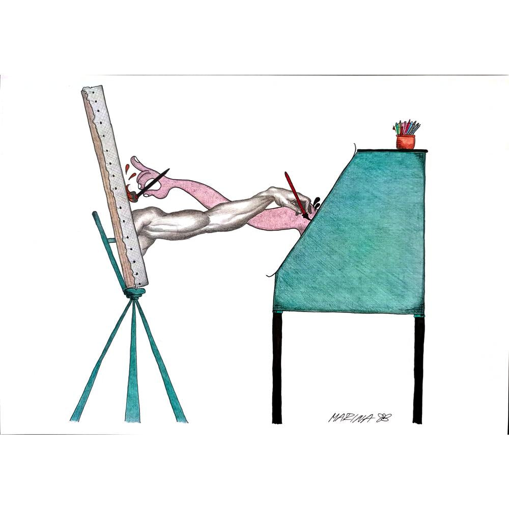 Marina Braovic 29x21cm Orijinal Karikatür BOD01936