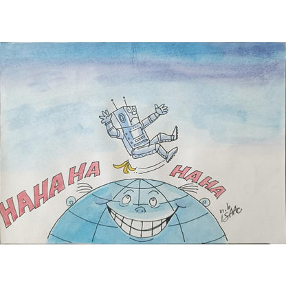 Norman İsaac 22x14cm Orijinal Karikatür BOD01968