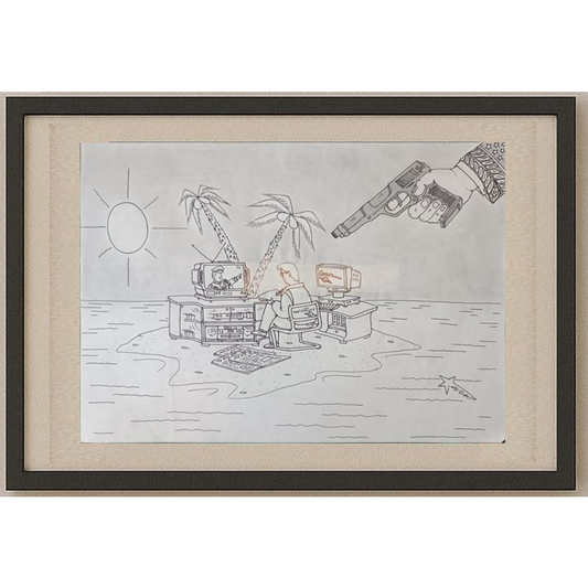 Mahmood Reza Mohammad Poor 29x21cm Orijinal Karikatür BOD01980