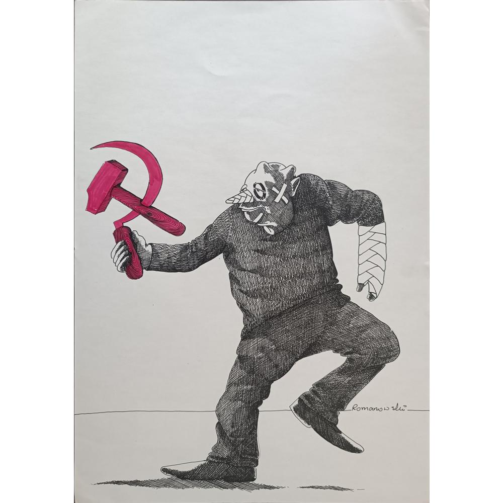Zdzislaw Romanovski 29x21cm Orijinal Karikatür BOD01984