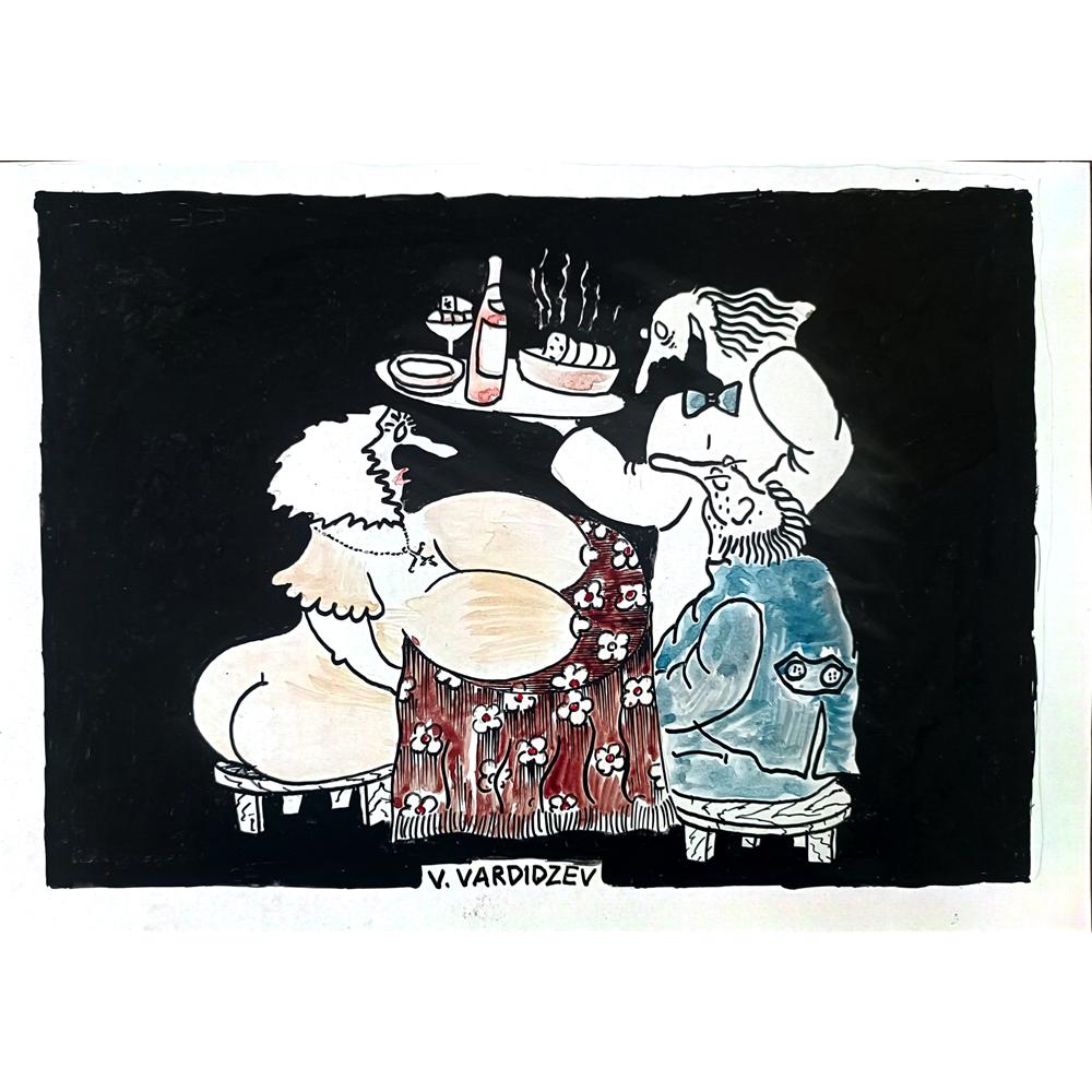 Vladimir Vardidzev 35x25cm Orijinal Karikatür BOD02005