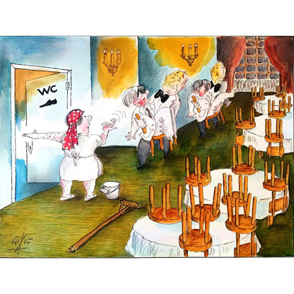 Octavian Qovari 35x25cm Orijinal Karikatür BOD02006