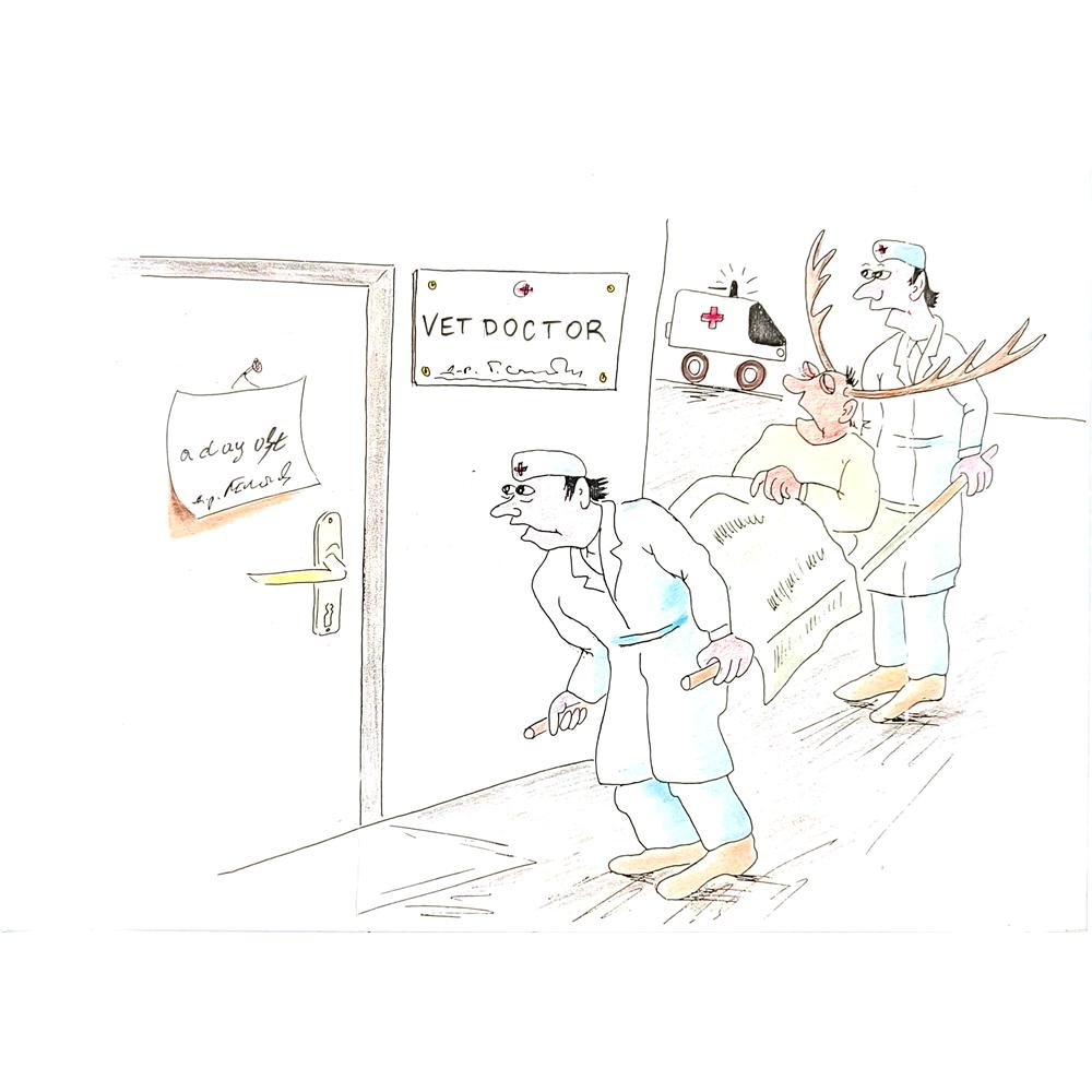 George Sabev 35x25cm Orijinal Karikatür BOD02014