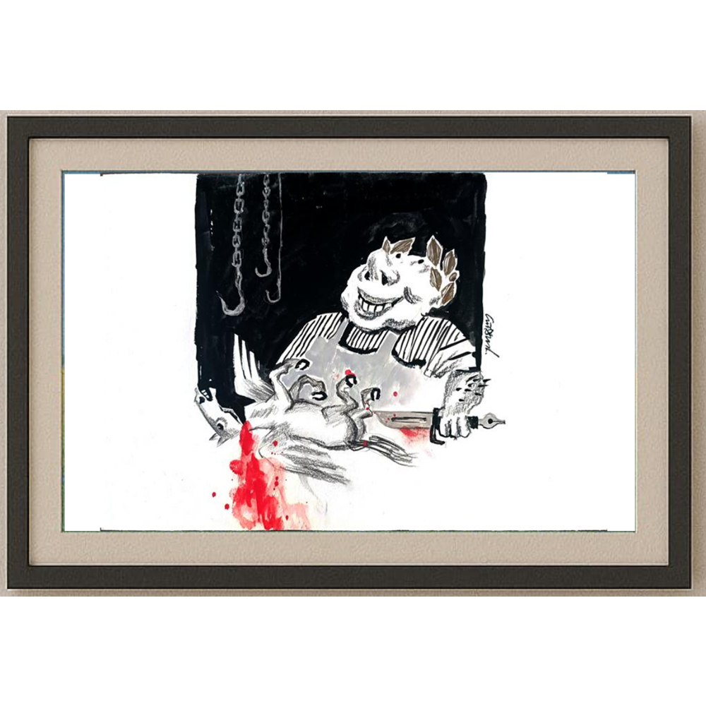 Stojan Dechev 35x25cm Orijinal Karikatür BOD02025