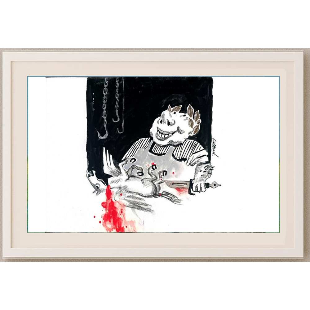 Stojan Dechev 35x25cm Orijinal Karikatür BOD02025