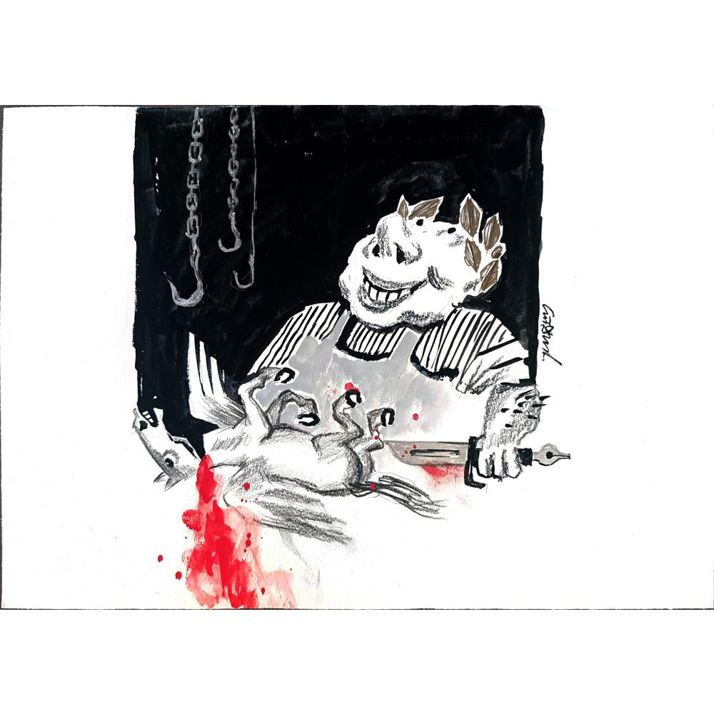 Stojan Dechev 35x25cm Orijinal Karikatür BOD02025