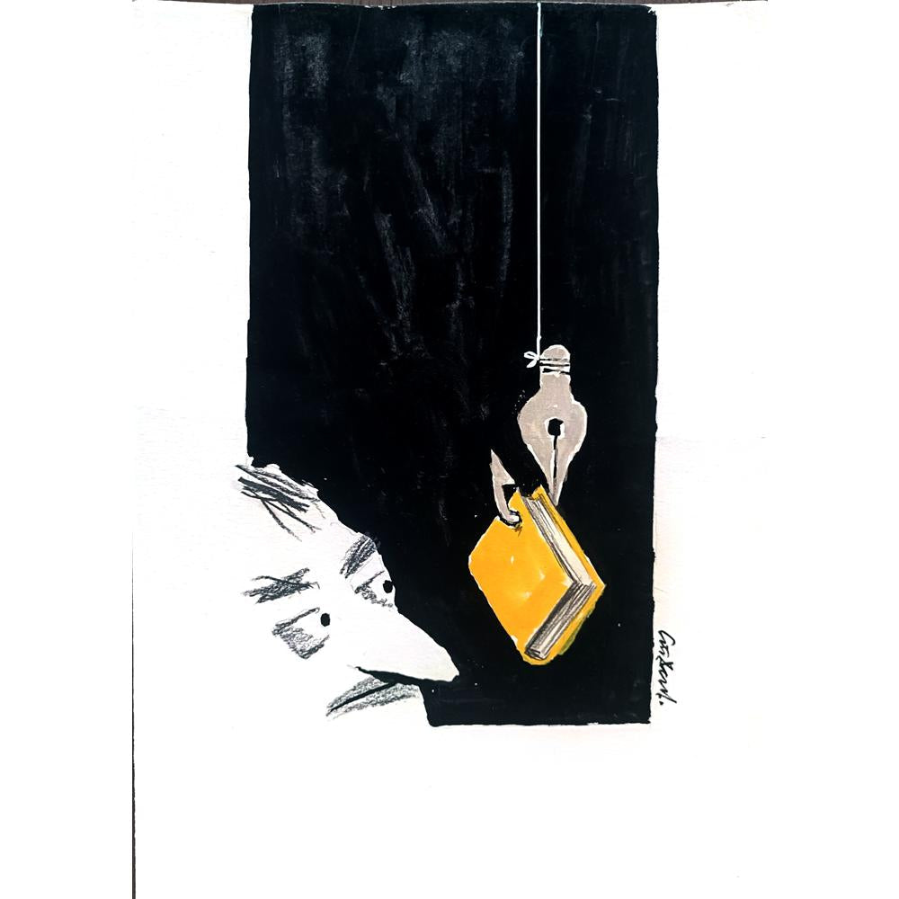 Stojan Dechev 35x25cm Orijinal Karikatür BOD02035