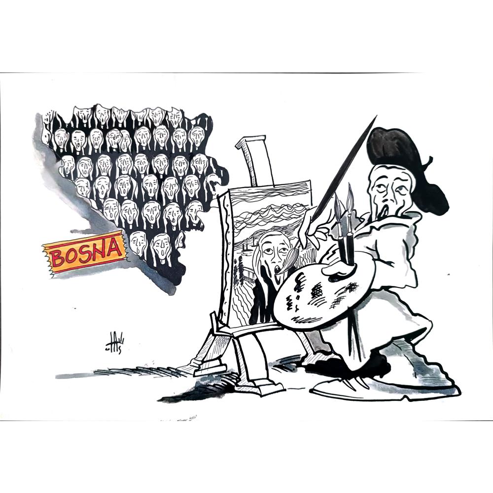 Nikola Otas 35x25cm Orijinal Karikatür BOD02048