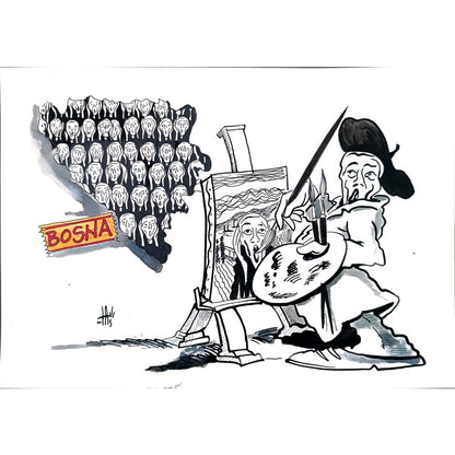 Nikola Otas 35x25cm Orijinal Karikatür BOD02048