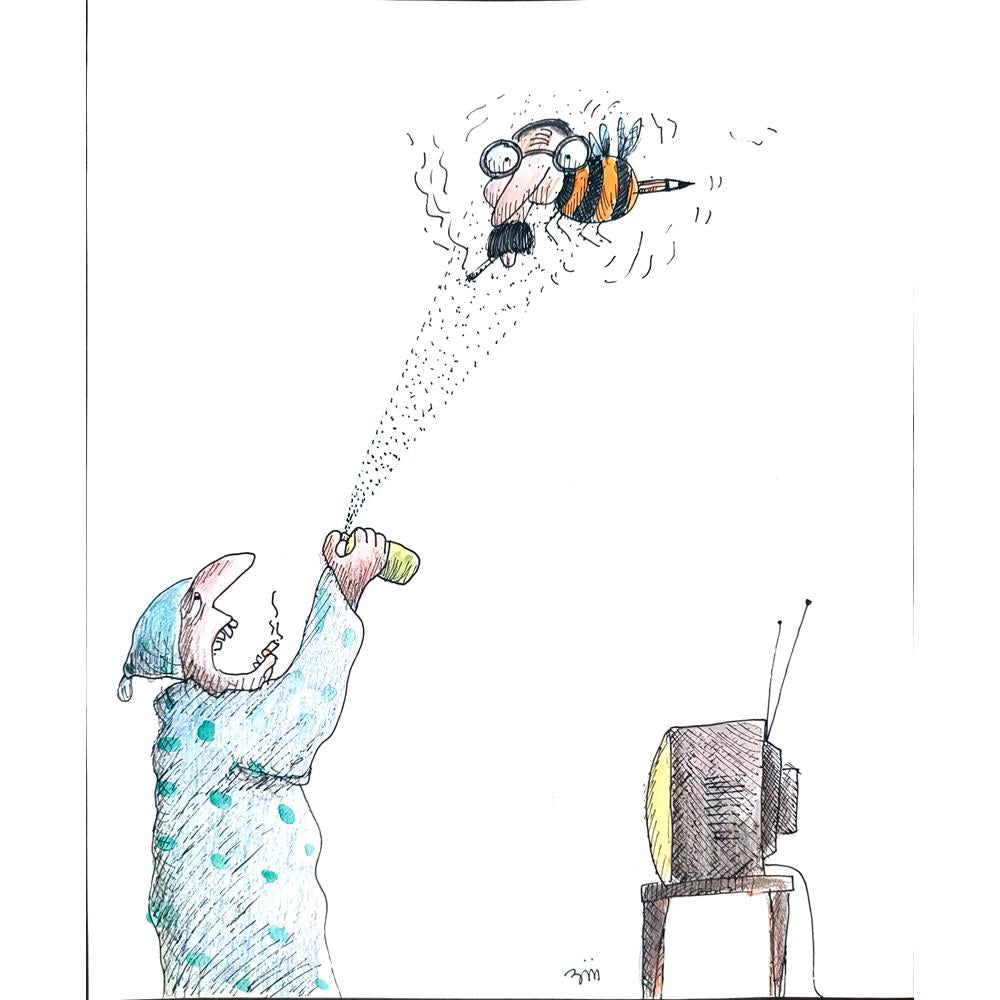 Masoud Ziaei Zardkhashosei 29x21cm Orijinal Karikatür BOD02108