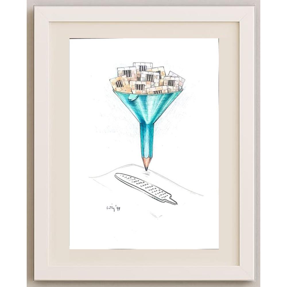 François Veldeman 29x21cm Orijinal Karikatür BOD02140