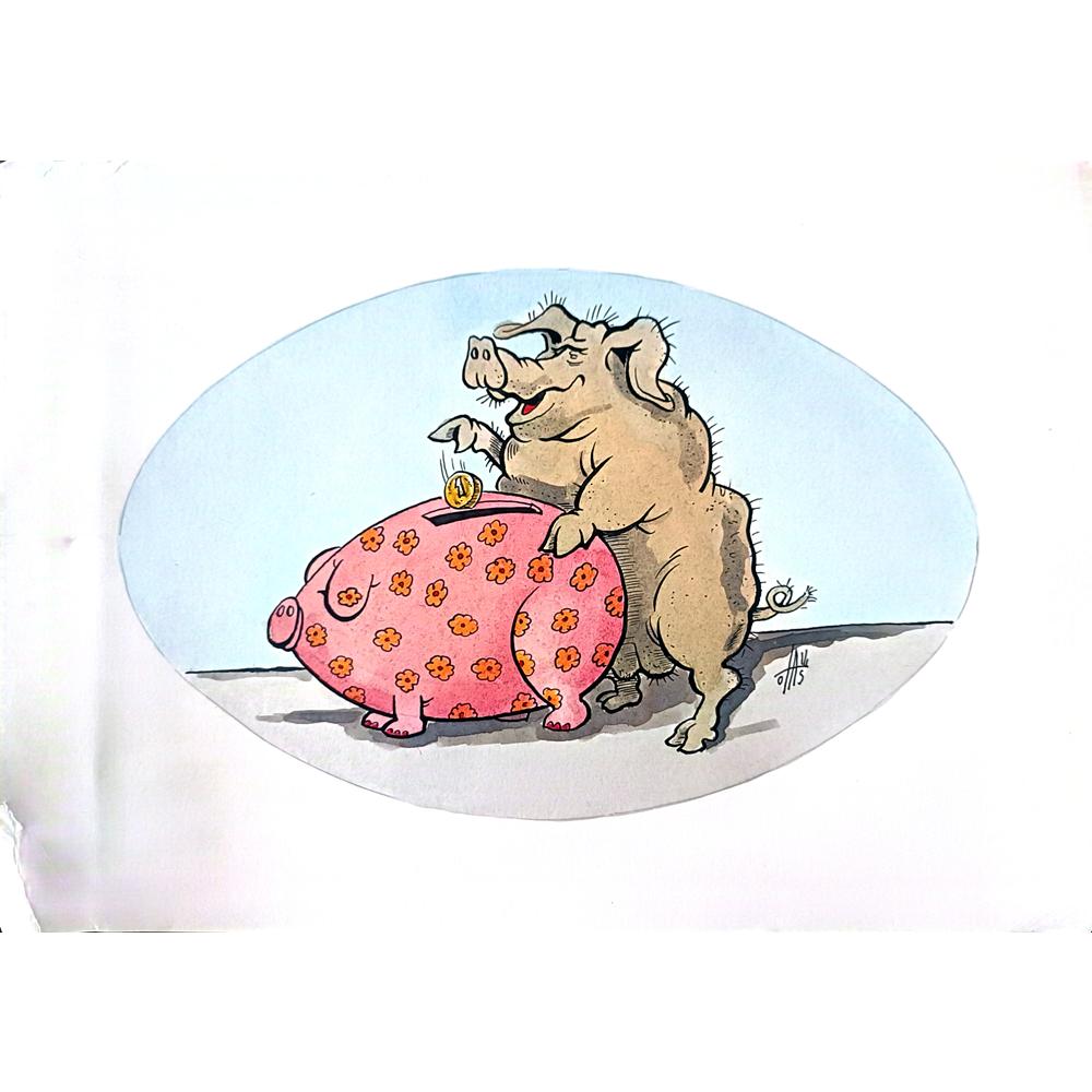 Nikola Otas 35x25cm Orijinal Karikatür BOD02147