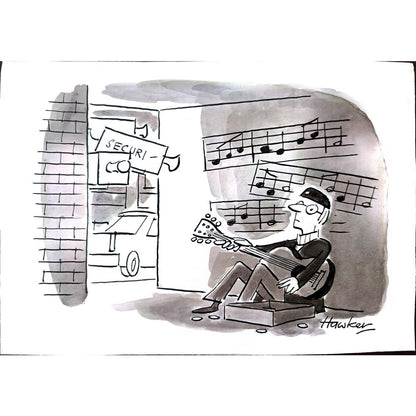 David Hawker 29x21cm Orijinal Karikatür BOD02204