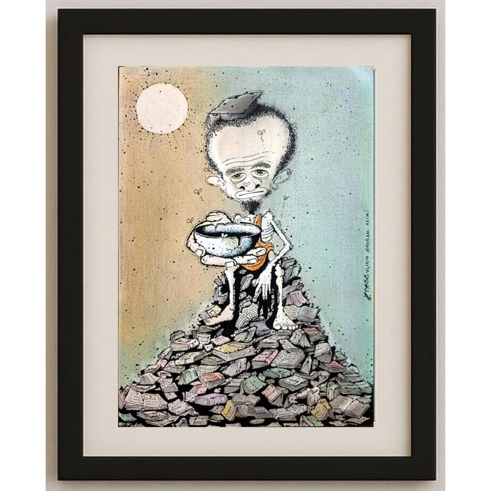 Gholamreza Azimi 29x21cm Orijinal Karikatür BOD02214