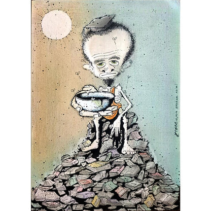Gholamreza Azimi 29x21cm Orijinal Karikatür BOD02214