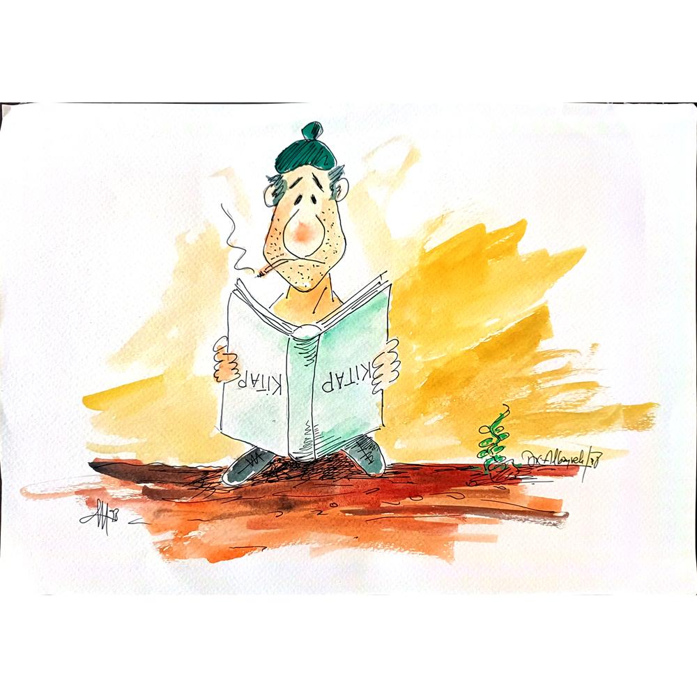 Arif Ali Albayrak 29x21cm Orijinal Karikatür BOD02241