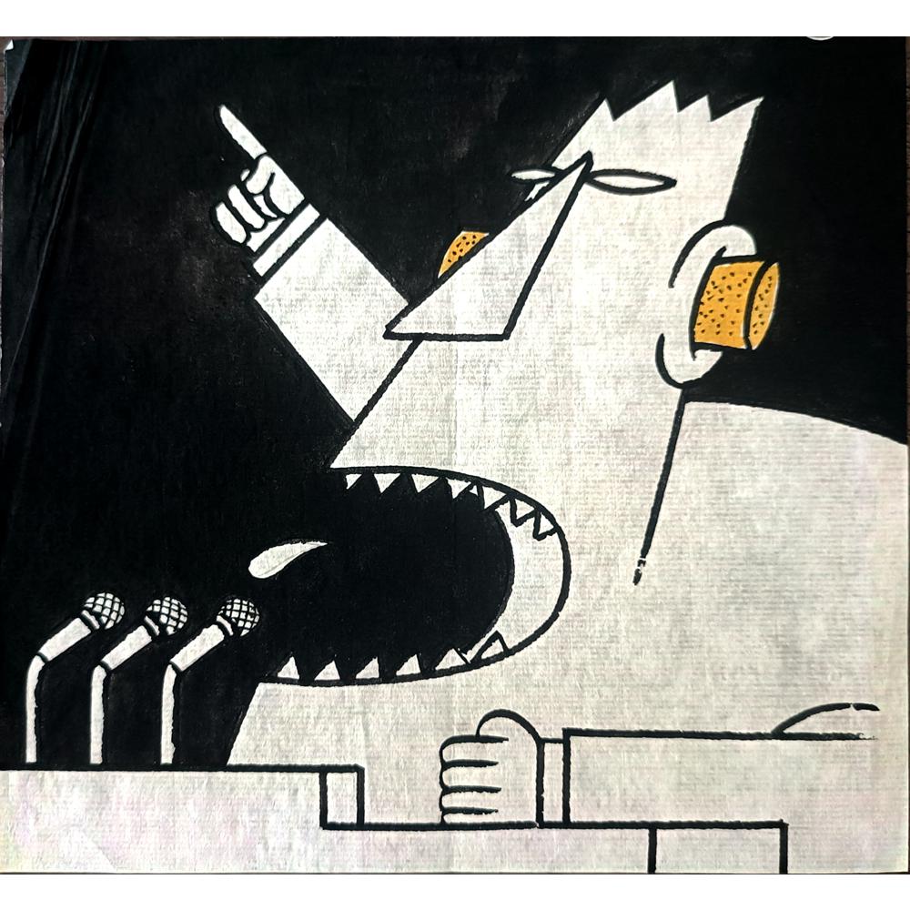 Wang Huimin 18x16cm Orijinal Karikatür BOD02252
