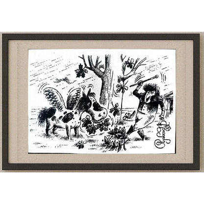 Arkadi Saltykov 15x10cm Orijinal Karikatür BOD02288