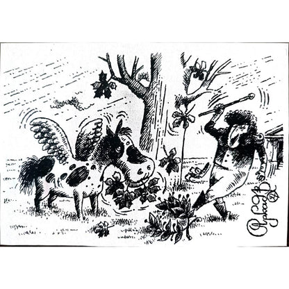 Arkadi Saltykov 15x10cm Orijinal Karikatür BOD02288