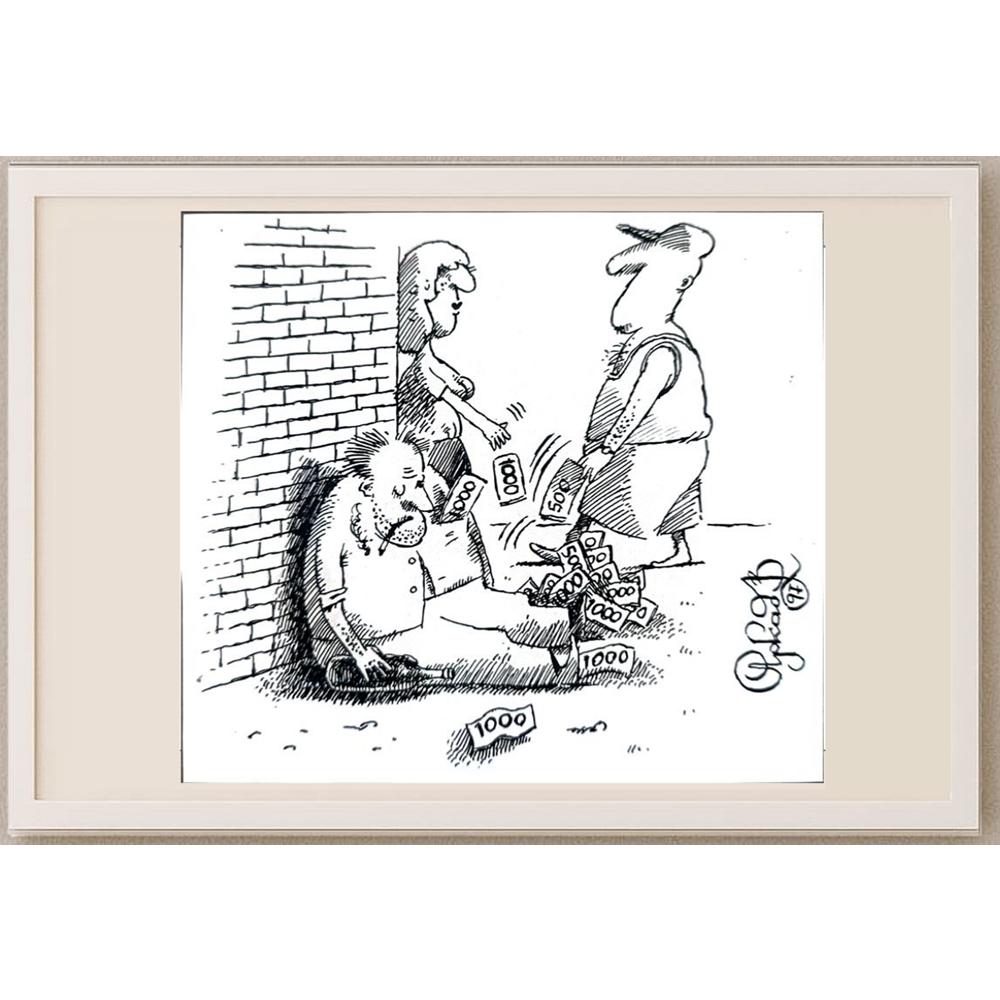 Arkadi Saltykov 11x11cm Orijinal Karikatür BOD02290