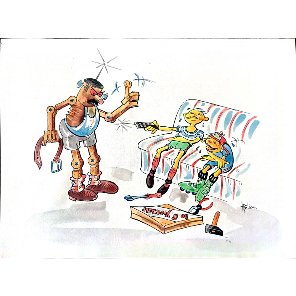 Bozidar Vucelic 33x23cm Orijinal Karikatür BOD02331