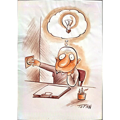 Cristian Topan 29x21cm Orijinal Karikatür BOD02345