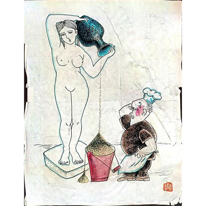 Wang Rui Sheng 33x27cm Orijinal Karikatür BOD02376
