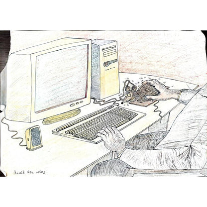 Hamid Reza Azizy 43x30cm Orijinal Karikatür BOD02390