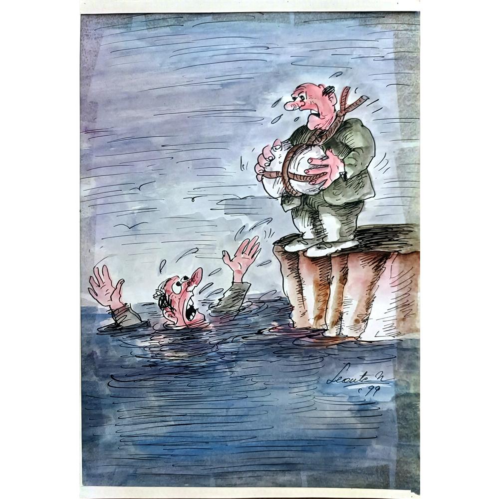 Leonte Nastaje 29x21cm Orijinal Karikatür BOD02405