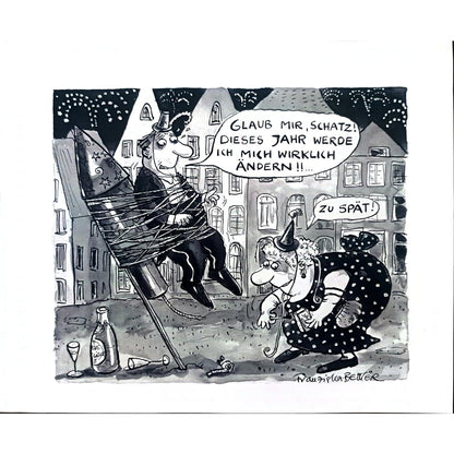 Franziska Becker 24x18cm Orijinal Karikatür BOD02426