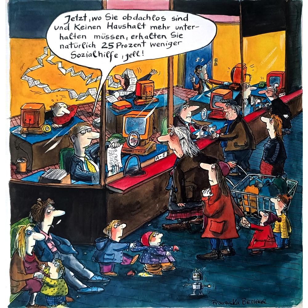 Franziska Becker 29x27cm Orijinal Karikatür BOD02462