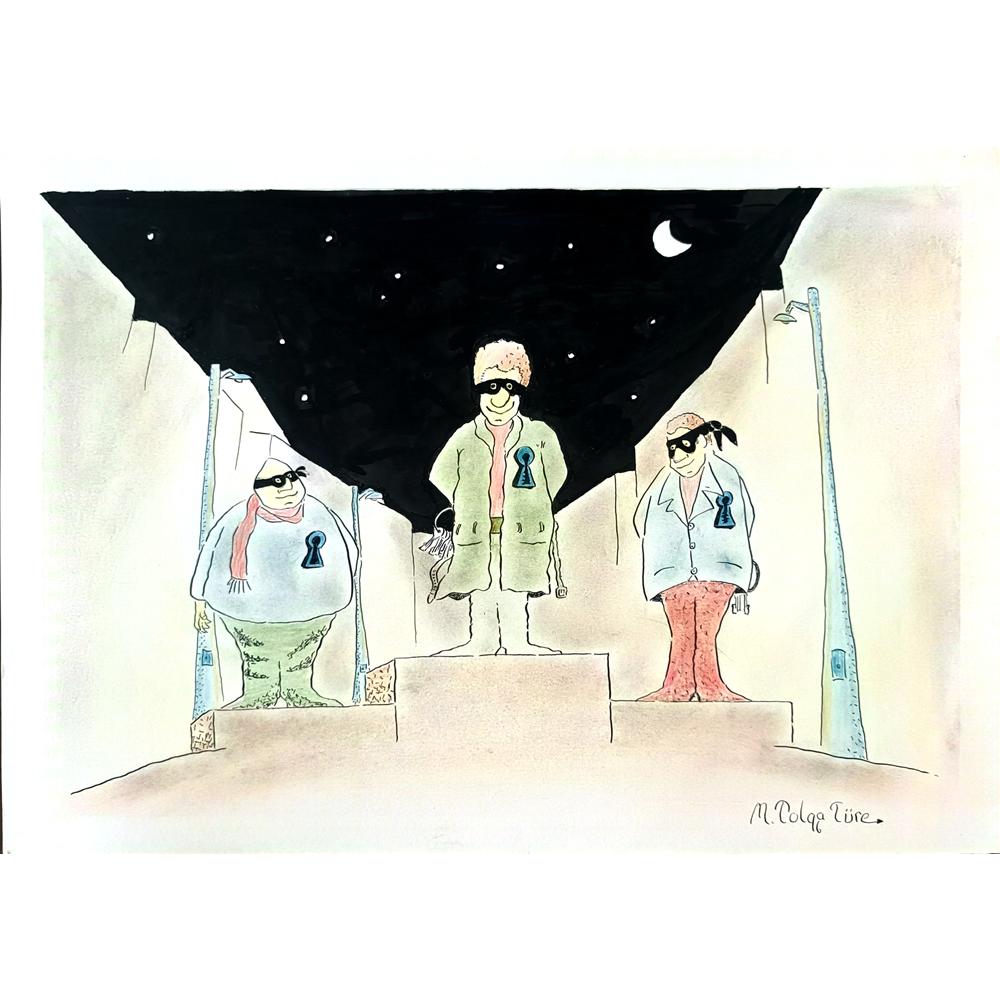 Tolga Türe 35x25cm Orijinal Karikatür BOD02476