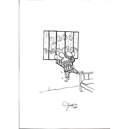 Muhamed Becovic 29x21cm Orijinal Karikatür BOD02540