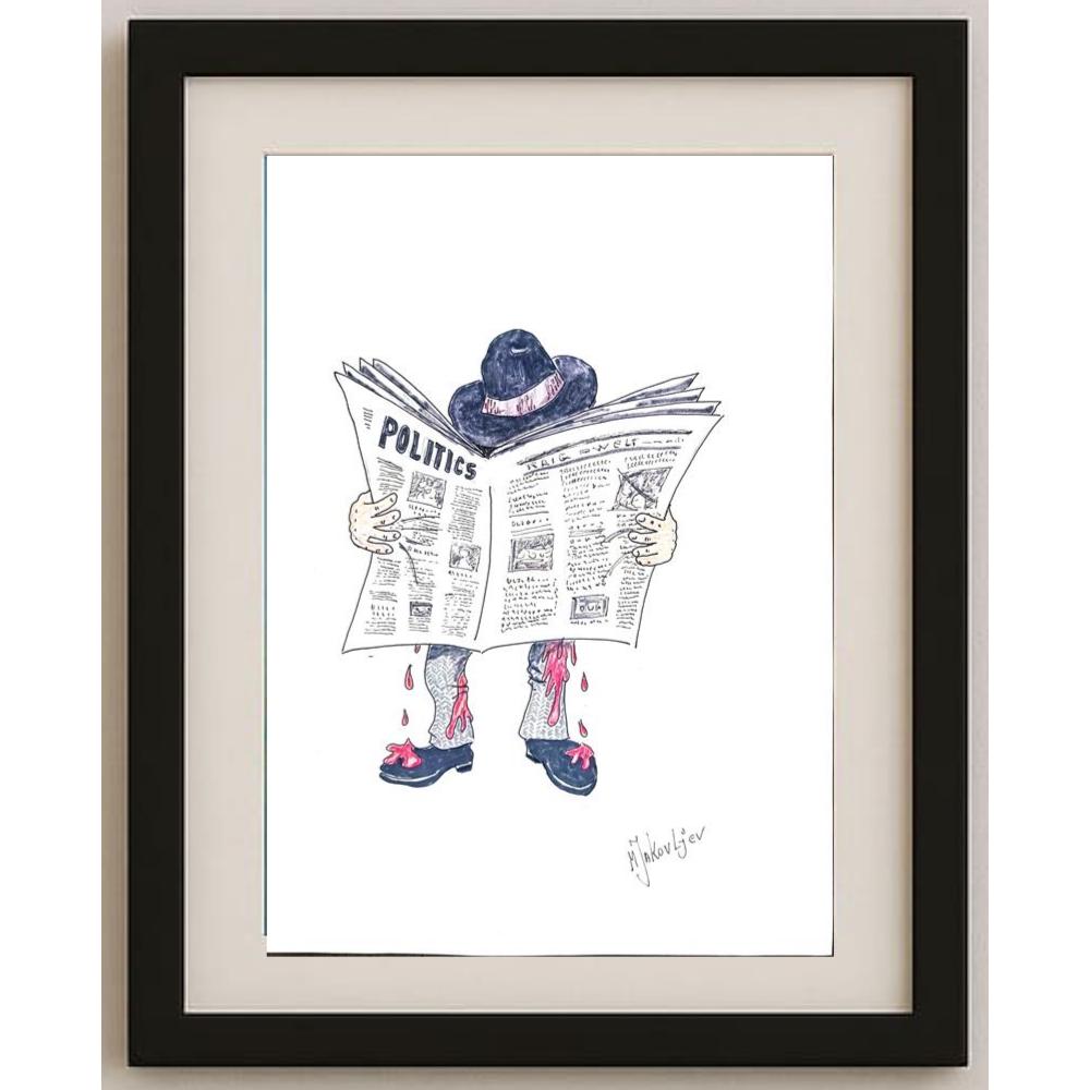 Miroslav Jakovljev 29x21cm Orijinal Karikatür BOD02590