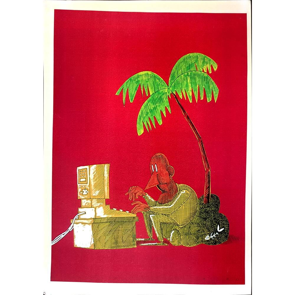 Midhat Ajanovic 29x21cm Orijinal Karikatür BOD02596