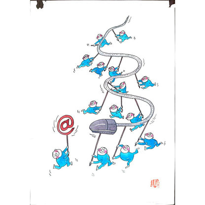 Wang Rui Sheng 29x21cm Orijinal Karikatür BOD02600