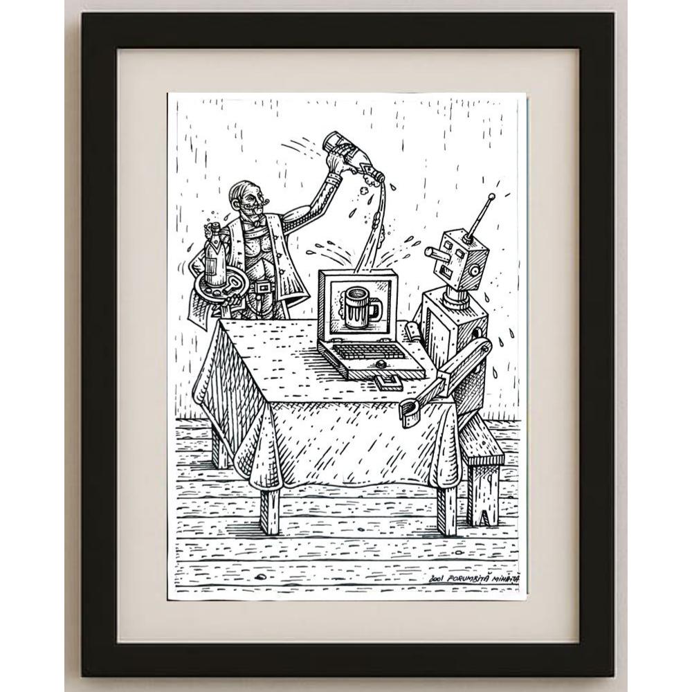 Porumbita Mihaita 29x21cm Orijinal Karikatür BOD02612