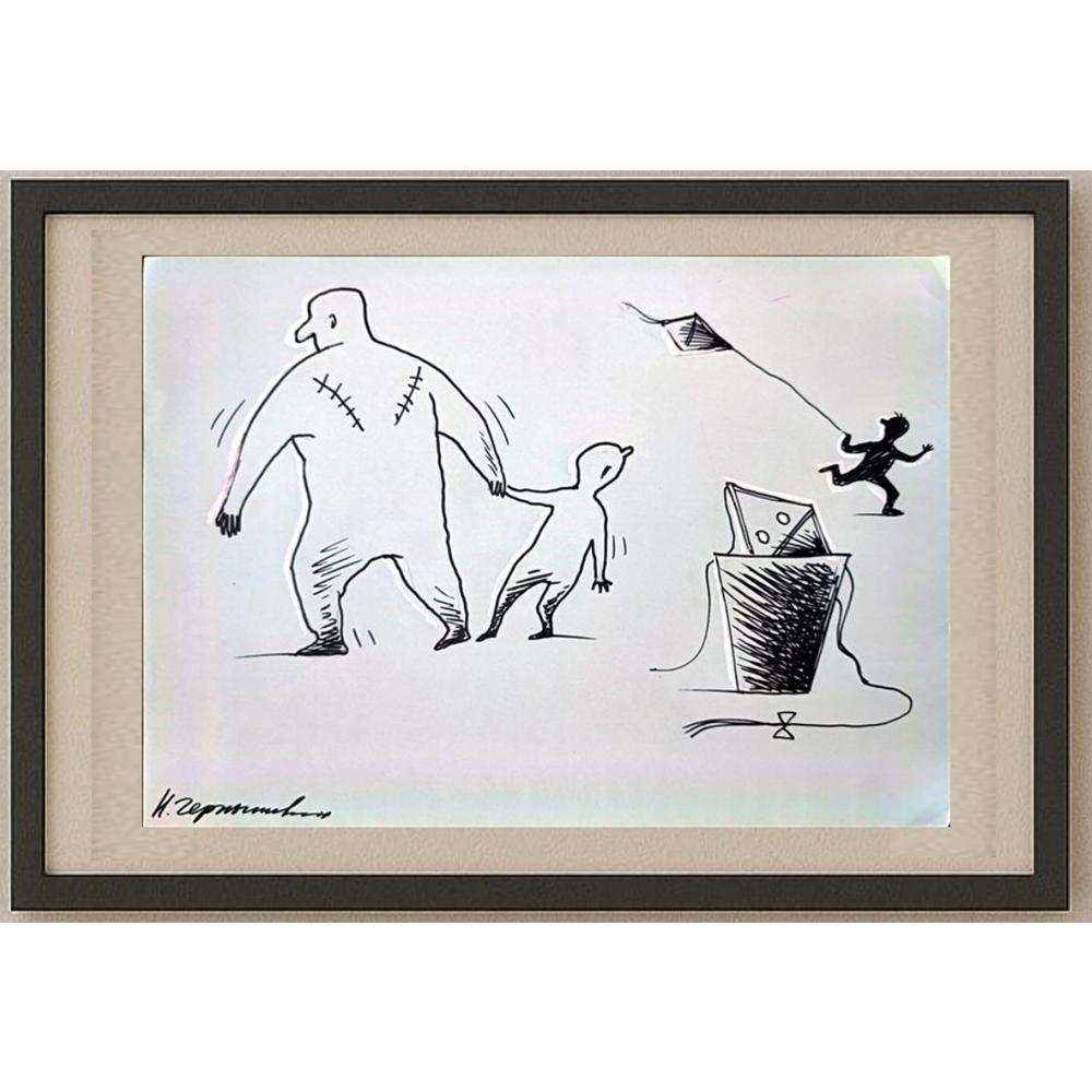 Chernyskev Nickolay 29x21cm Orijinal Karikatür BOD02650