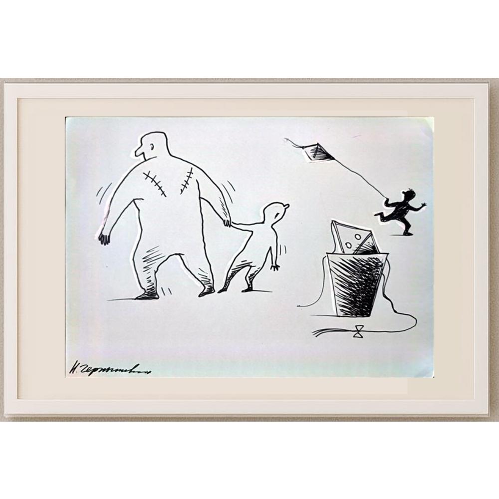 Chernyskev Nickolay 29x21cm Orijinal Karikatür BOD02650