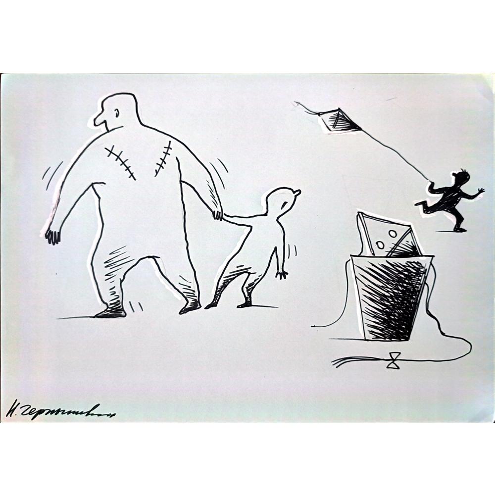 Chernyskev Nickolay 29x21cm Orijinal Karikatür BOD02650