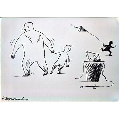 Chernyskev Nickolay 29x21cm Orijinal Karikatür BOD02650